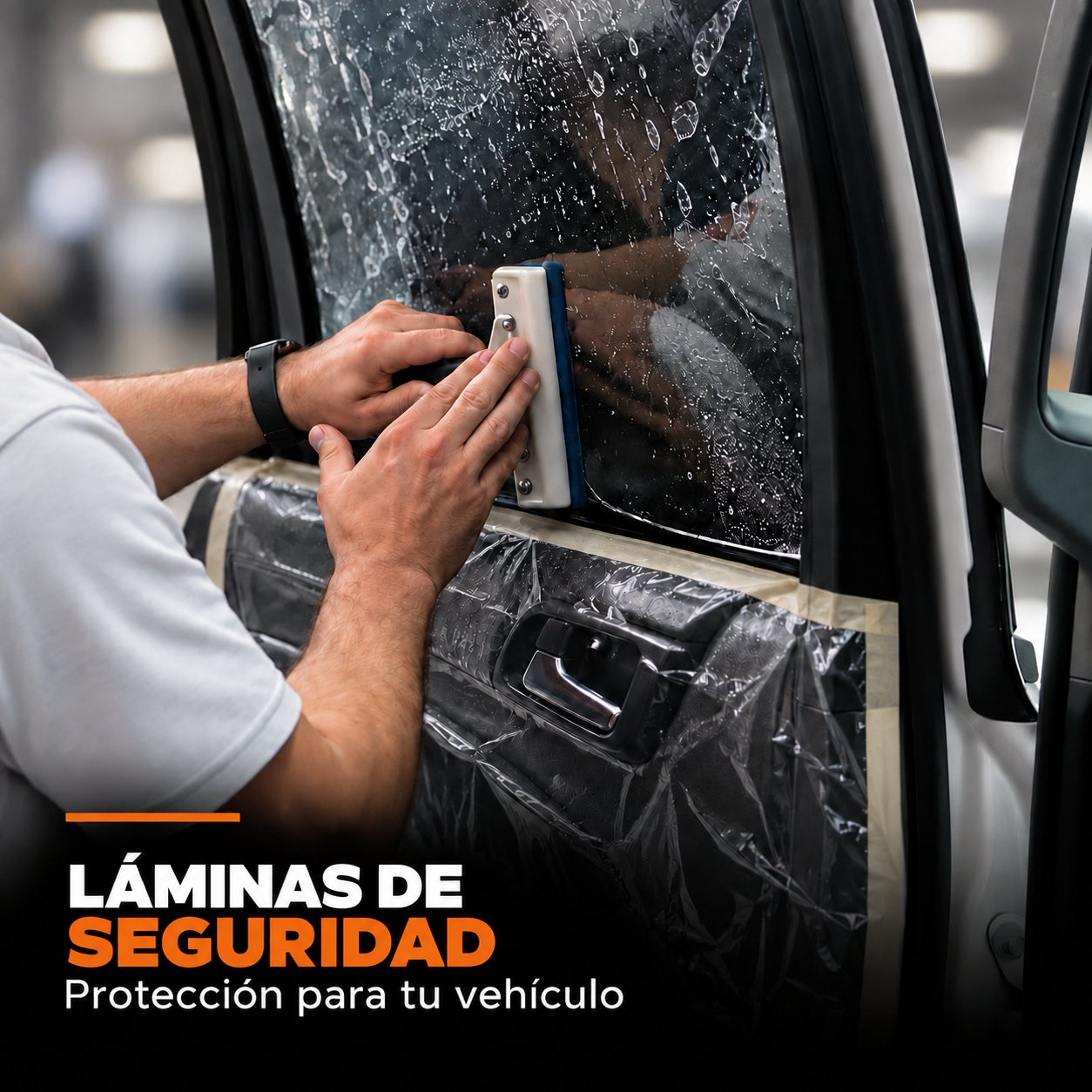 Instalación profesional de láminas de seguridad automotriz